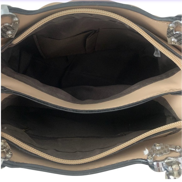 NEW Faux Leather 2-Piece Double Section Crossbody/Shoulder Bag Chevron Pattern - Picture 6 of 8